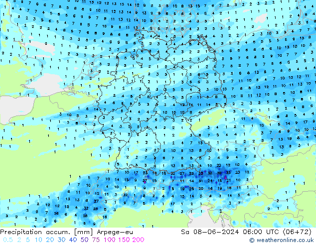 Toplam Yağış Arpege-eu Cts 08.06.2024 06 UTC