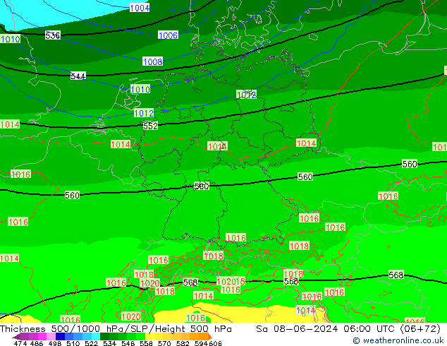 Thck 500-1000hPa Arpege-eu Sa 08.06.2024 06 UTC