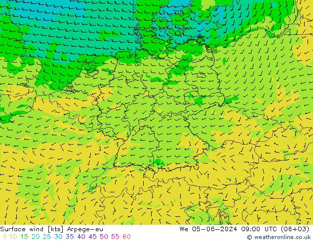 Bodenwind Arpege-eu Mi 05.06.2024 09 UTC