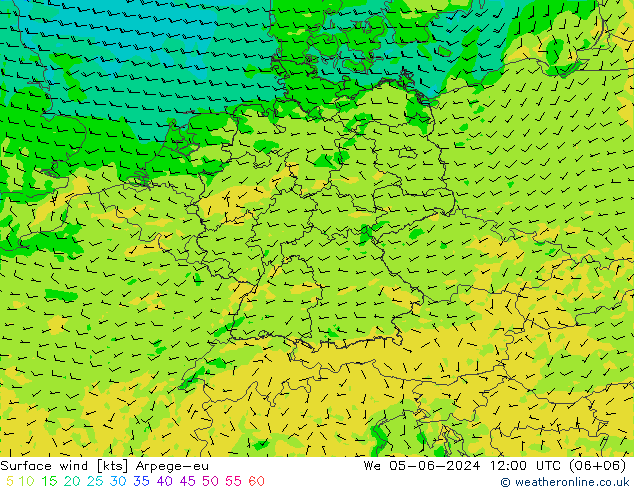 Rüzgar 10 m Arpege-eu Çar 05.06.2024 12 UTC