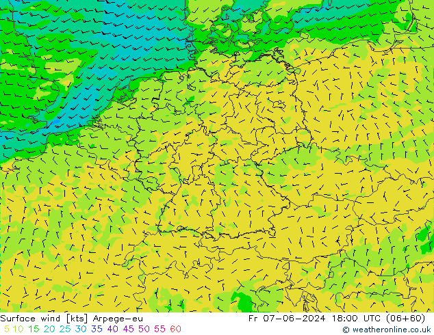 Rüzgar 10 m Arpege-eu Cu 07.06.2024 18 UTC