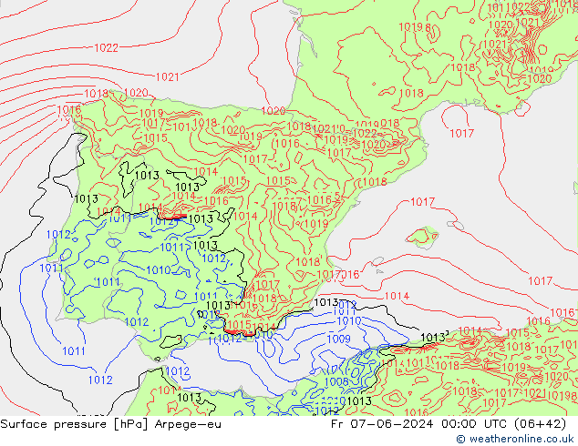 Luchtdruk (Grond) Arpege-eu vr 07.06.2024 00 UTC