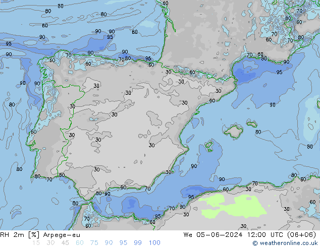 RH 2m Arpege-eu ср 05.06.2024 12 UTC