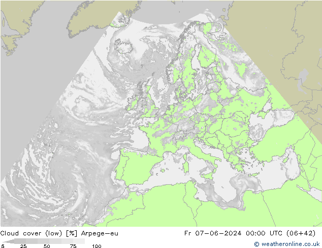 Nubes bajas Arpege-eu vie 07.06.2024 00 UTC