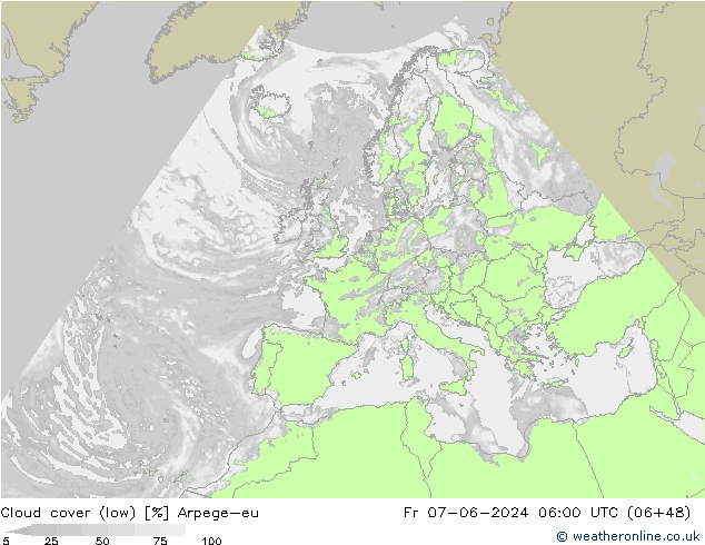 облака (низкий) Arpege-eu пт 07.06.2024 06 UTC