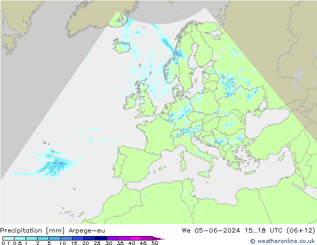 Précipitation Arpege-eu mer 05.06.2024 18 UTC