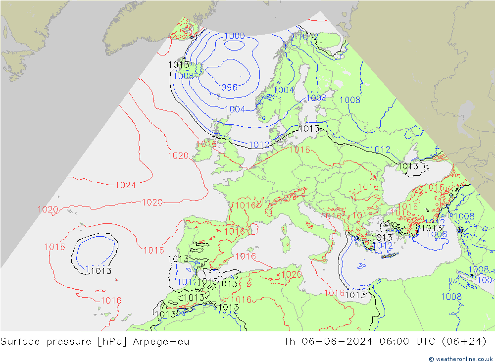 Bodendruck Arpege-eu Do 06.06.2024 06 UTC