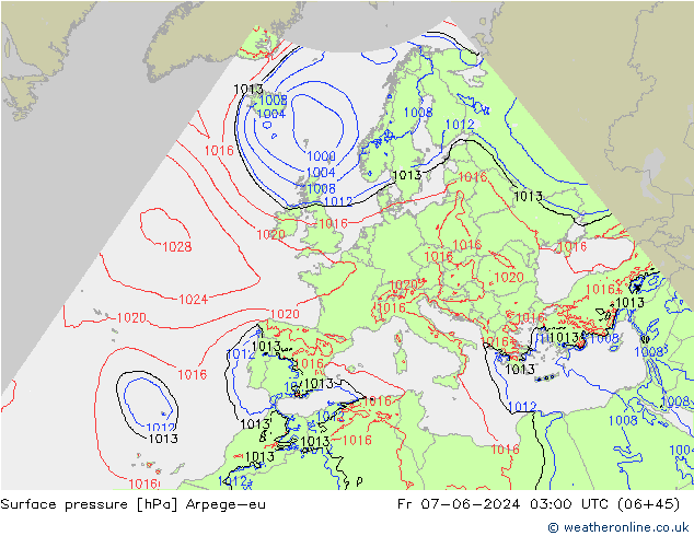 Luchtdruk (Grond) Arpege-eu vr 07.06.2024 03 UTC