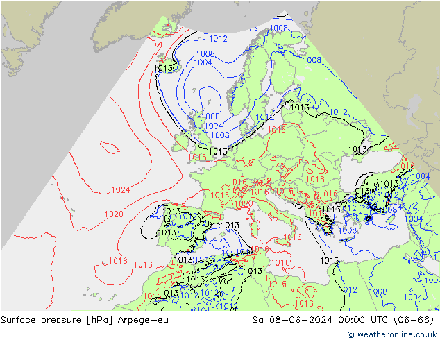 Luchtdruk (Grond) Arpege-eu za 08.06.2024 00 UTC