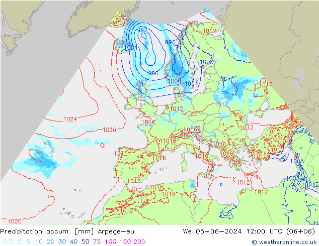 Precipitación acum. Arpege-eu mié 05.06.2024 12 UTC