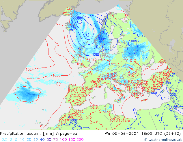 Precipitation accum. Arpege-eu Qua 05.06.2024 18 UTC