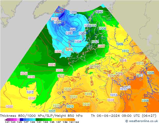 Thck 850-1000 hPa Arpege-eu Th 06.06.2024 09 UTC