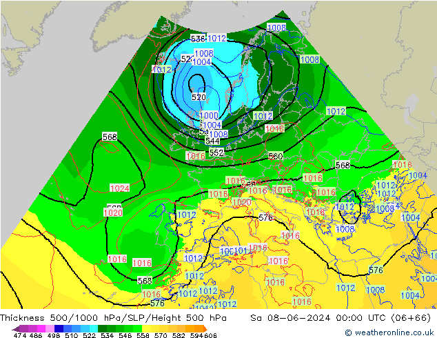 Thck 500-1000hPa Arpege-eu  08.06.2024 00 UTC