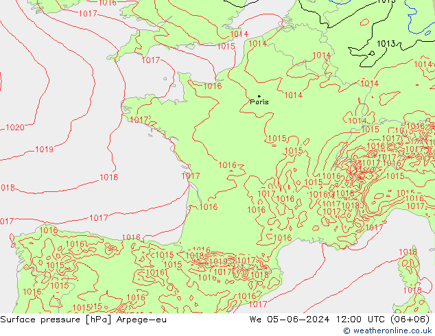 Bodendruck Arpege-eu Mi 05.06.2024 12 UTC