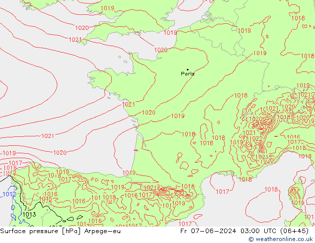 Surface pressure Arpege-eu Fr 07.06.2024 03 UTC