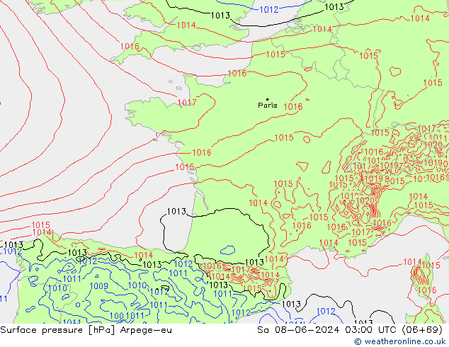 pressão do solo Arpege-eu Sáb 08.06.2024 03 UTC