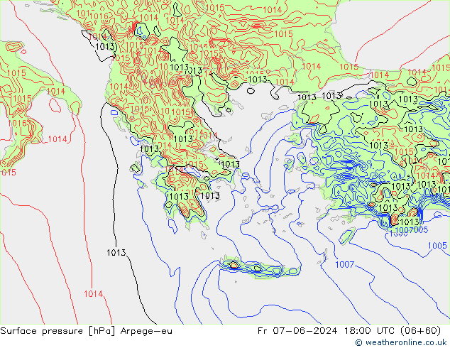 Presión superficial Arpege-eu vie 07.06.2024 18 UTC