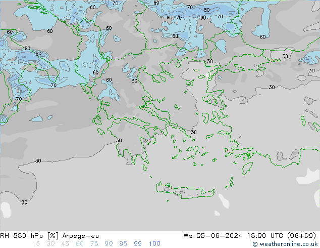 RH 850 hPa Arpege-eu We 05.06.2024 15 UTC