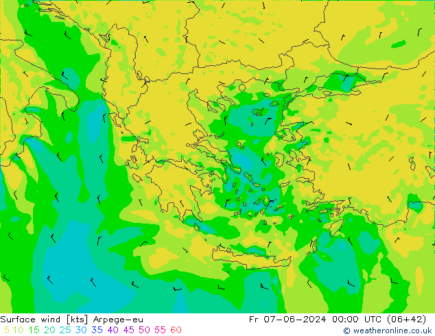 Vent 10 m Arpege-eu ven 07.06.2024 00 UTC