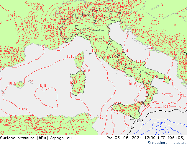 Surface pressure Arpege-eu We 05.06.2024 12 UTC