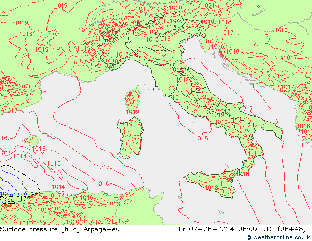 Surface pressure Arpege-eu Fr 07.06.2024 06 UTC