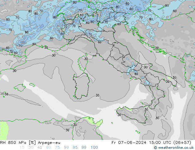 RH 850 hPa Arpege-eu  07.06.2024 15 UTC