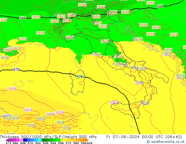 Thck 500-1000hPa Arpege-eu Fr 07.06.2024 00 UTC