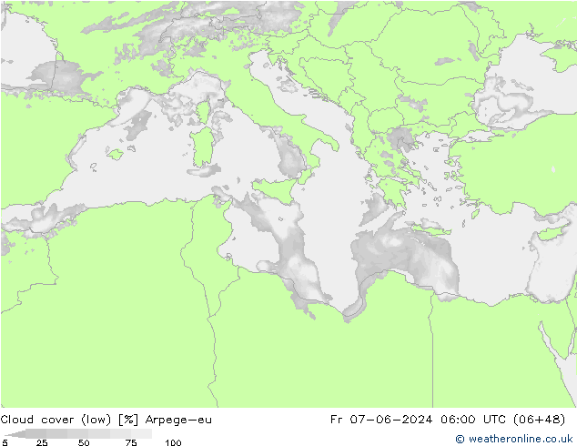 nízká oblaka Arpege-eu Pá 07.06.2024 06 UTC