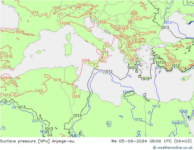 pression de l'air Arpege-eu mer 05.06.2024 09 UTC