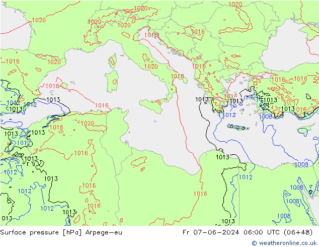 pression de l'air Arpege-eu ven 07.06.2024 06 UTC