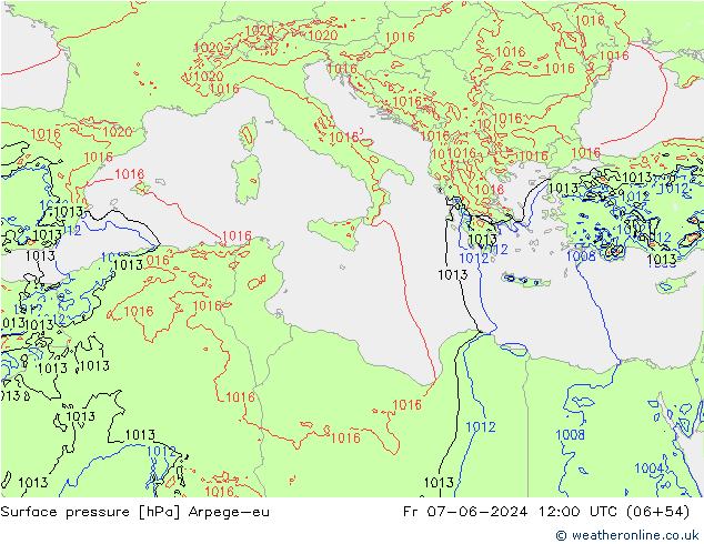 Surface pressure Arpege-eu Fr 07.06.2024 12 UTC