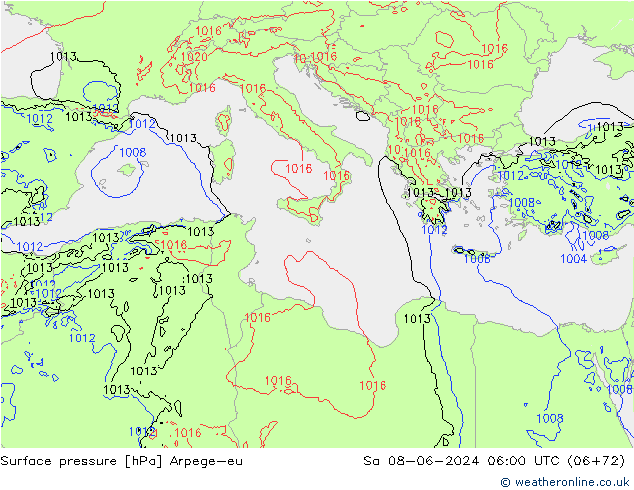 Yer basıncı Arpege-eu Cts 08.06.2024 06 UTC