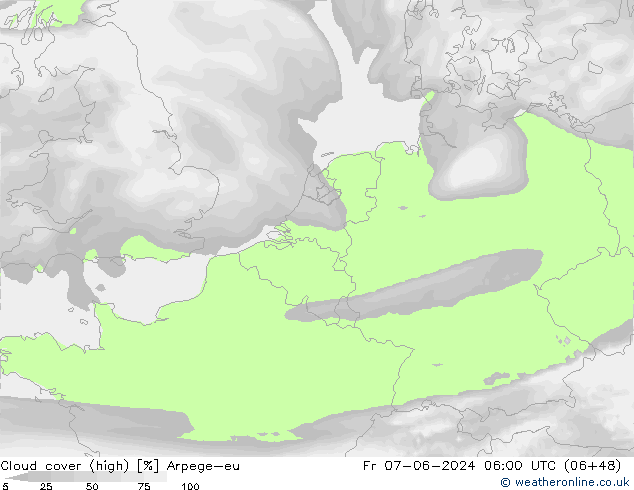 zachmurzenie (wysokie) Arpege-eu pt. 07.06.2024 06 UTC