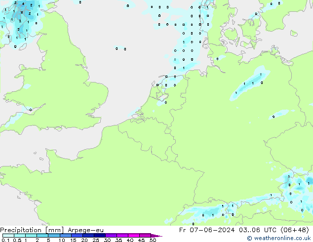 Precipitation Arpege-eu Fr 07.06.2024 06 UTC