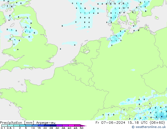 Niederschlag Arpege-eu Fr 07.06.2024 18 UTC