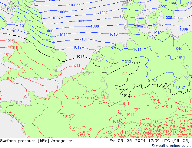 Pressione al suolo Arpege-eu mer 05.06.2024 12 UTC