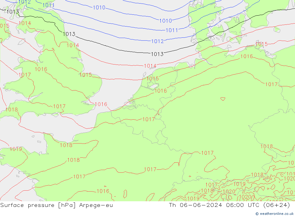 Bodendruck Arpege-eu Do 06.06.2024 06 UTC