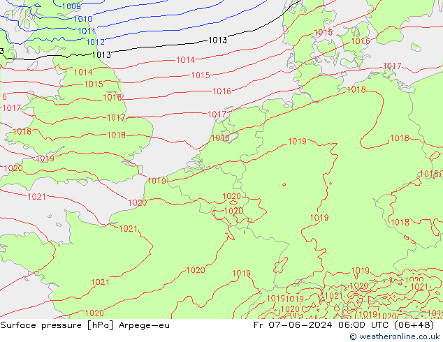 Bodendruck Arpege-eu Fr 07.06.2024 06 UTC