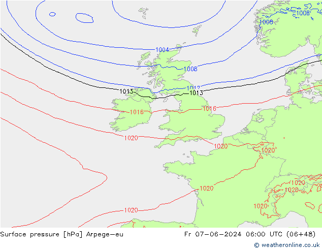 pression de l'air Arpege-eu ven 07.06.2024 06 UTC