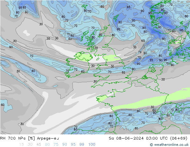 RV 700 hPa Arpege-eu za 08.06.2024 03 UTC