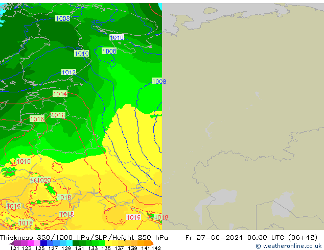 Thck 850-1000 hPa Arpege-eu pt. 07.06.2024 06 UTC