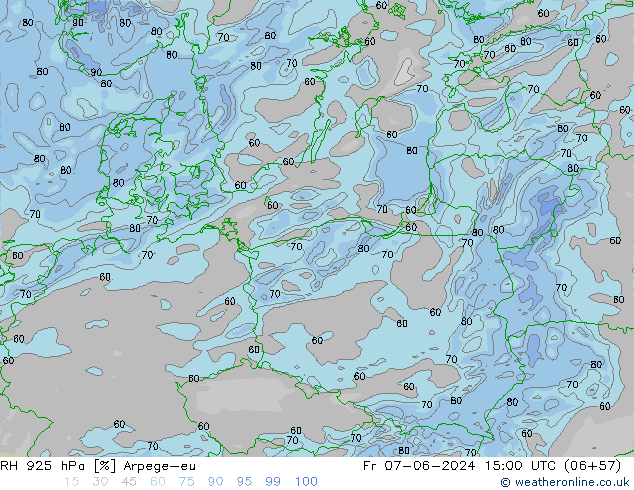 RH 925 hPa Arpege-eu Fr 07.06.2024 15 UTC