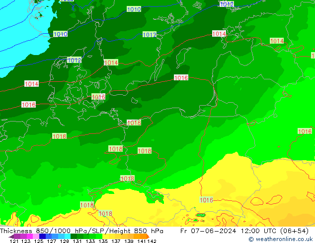 Thck 850-1000 hPa Arpege-eu Fr 07.06.2024 12 UTC