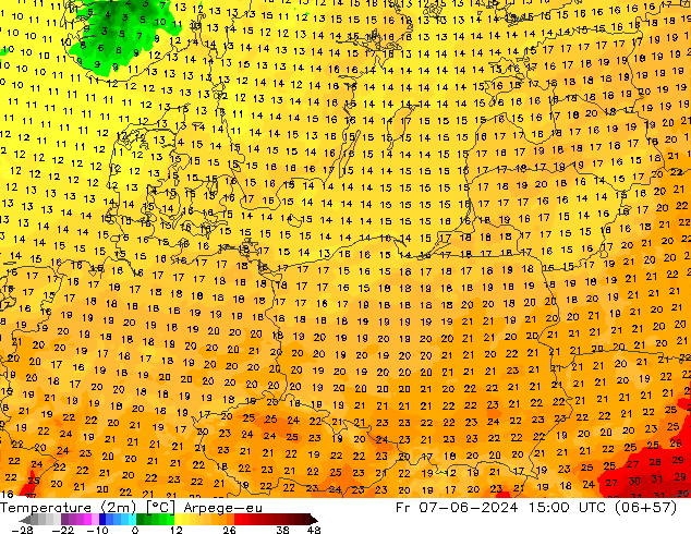 Temperature (2m) Arpege-eu Fr 07.06.2024 15 UTC