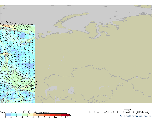  10 m (bft) Arpege-eu  06.06.2024 15 UTC