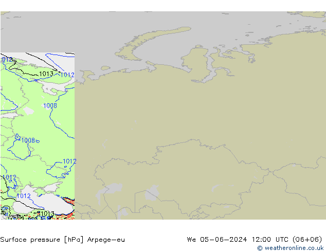 pressão do solo Arpege-eu Qua 05.06.2024 12 UTC