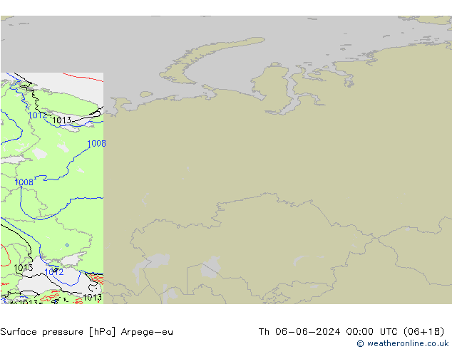 Surface pressure Arpege-eu Th 06.06.2024 00 UTC