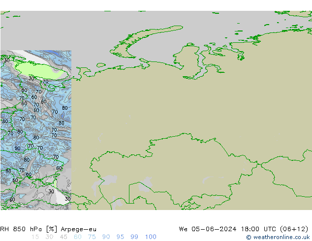 RH 850 hPa Arpege-eu St 05.06.2024 18 UTC
