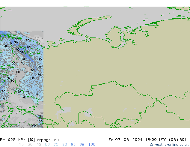 RH 925 hPa Arpege-eu Fr 07.06.2024 18 UTC