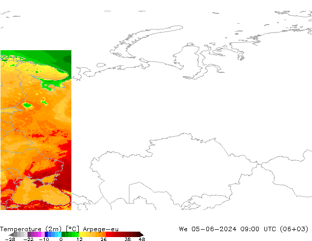 Temperature (2m) Arpege-eu We 05.06.2024 09 UTC